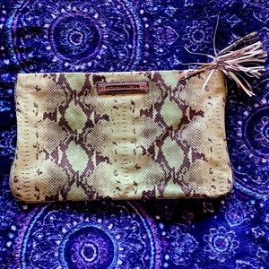 BCBG MaxAzria Faux Snake Skin Handled Clutch